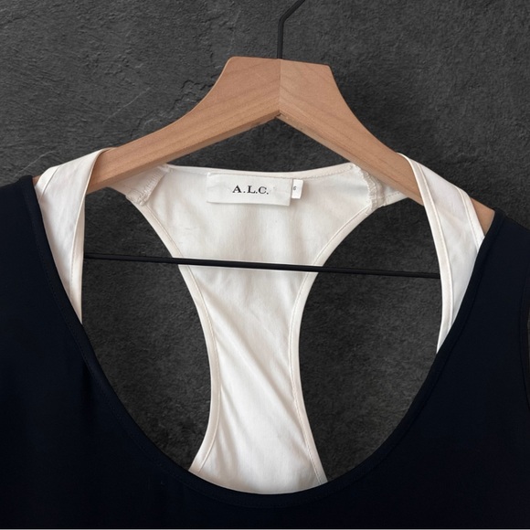 A.L.C. Black/White Baez Racerback Colorblock Contrast Mini Dress Size 6 - Picture 5 of 15